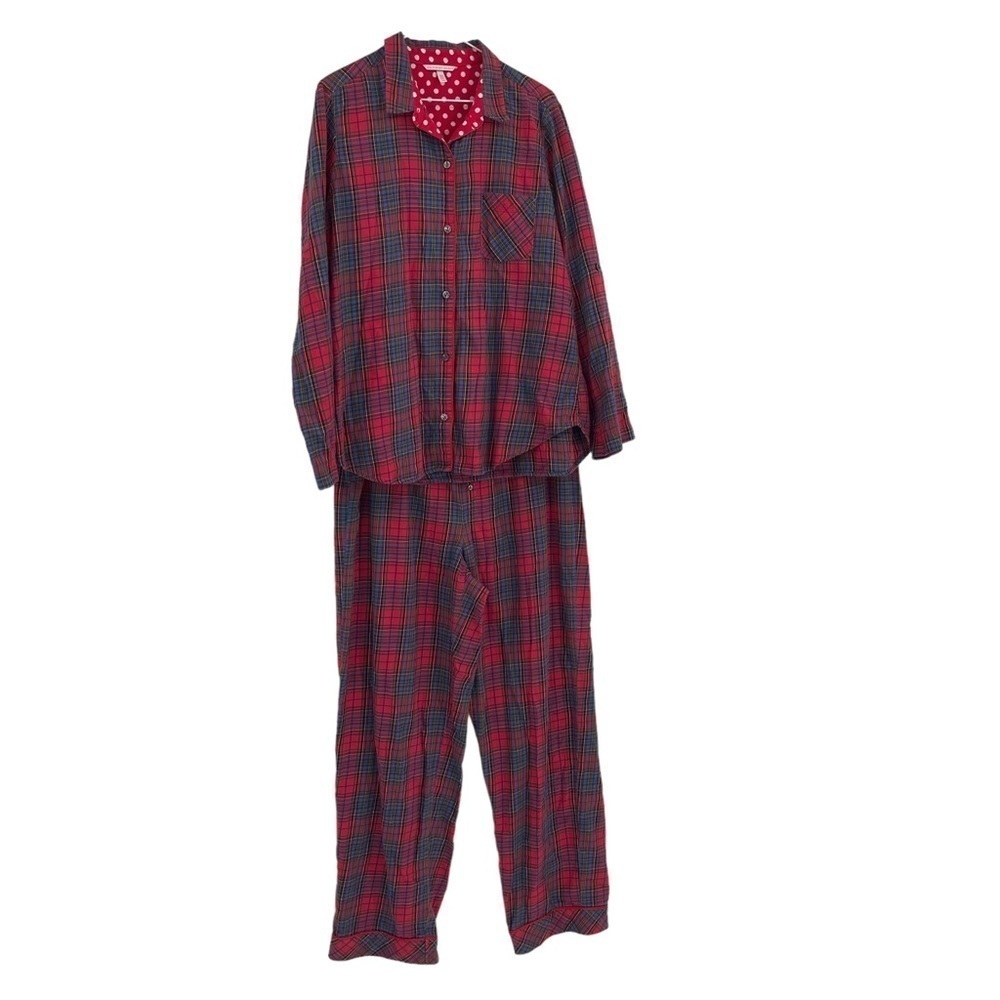 Victoria's Secret Women Flannel Pajama Set Pink purple Plaid Size large. Cotton